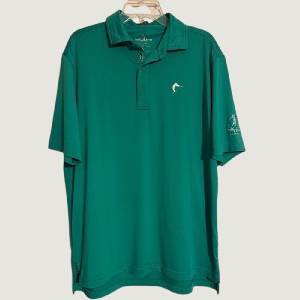 Bobby Jones‎ Performance Mens Large Green Golf Polo Shirt Marlin Embroidered L